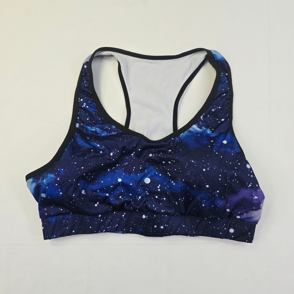 SHEIN Curve Galaxy Sports Bra Women 0XL Blue Purple Racerback Celestial